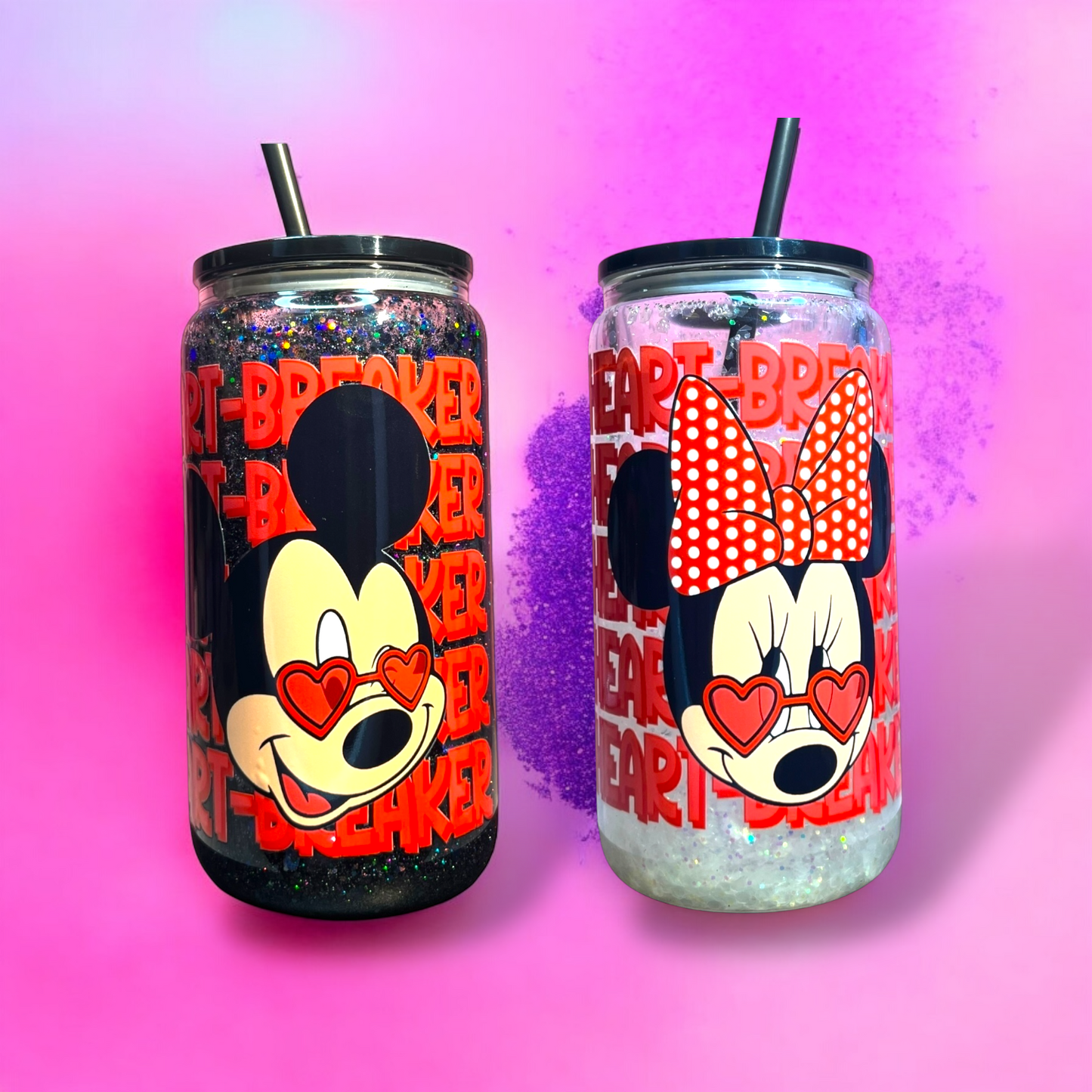 Set di 2 Tazze Mickey & Minnie Love 🐭❤️ Tappo in bambù e cannuccia inclusi!