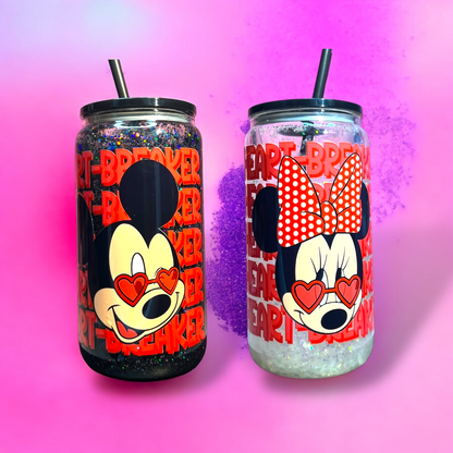 Set di 2 Tazze Mickey & Minnie Love 🐭❤️ Tappo in bambù e cannuccia inclusi!