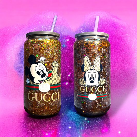 Set di 2 Tazze Mickey & Minnie Gold Edition ✨ 🐭 💛 Tappo in bambù e cannuccia inclusi!