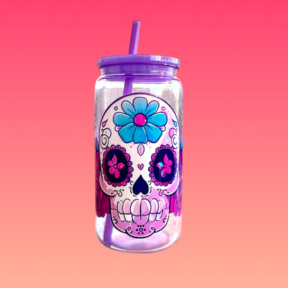 Tazza in Plastica Acrilica da 475 ml senza BPA con Tappo Viola Stile Lattina e Cannuccia Inclusa!