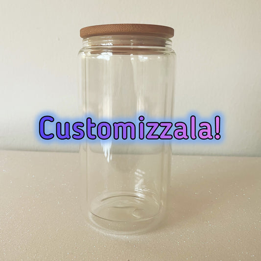 Customizza la tua Tazza Glitterata da 475 ml con Tappo in Bambù e Cannuccia Inclusa!