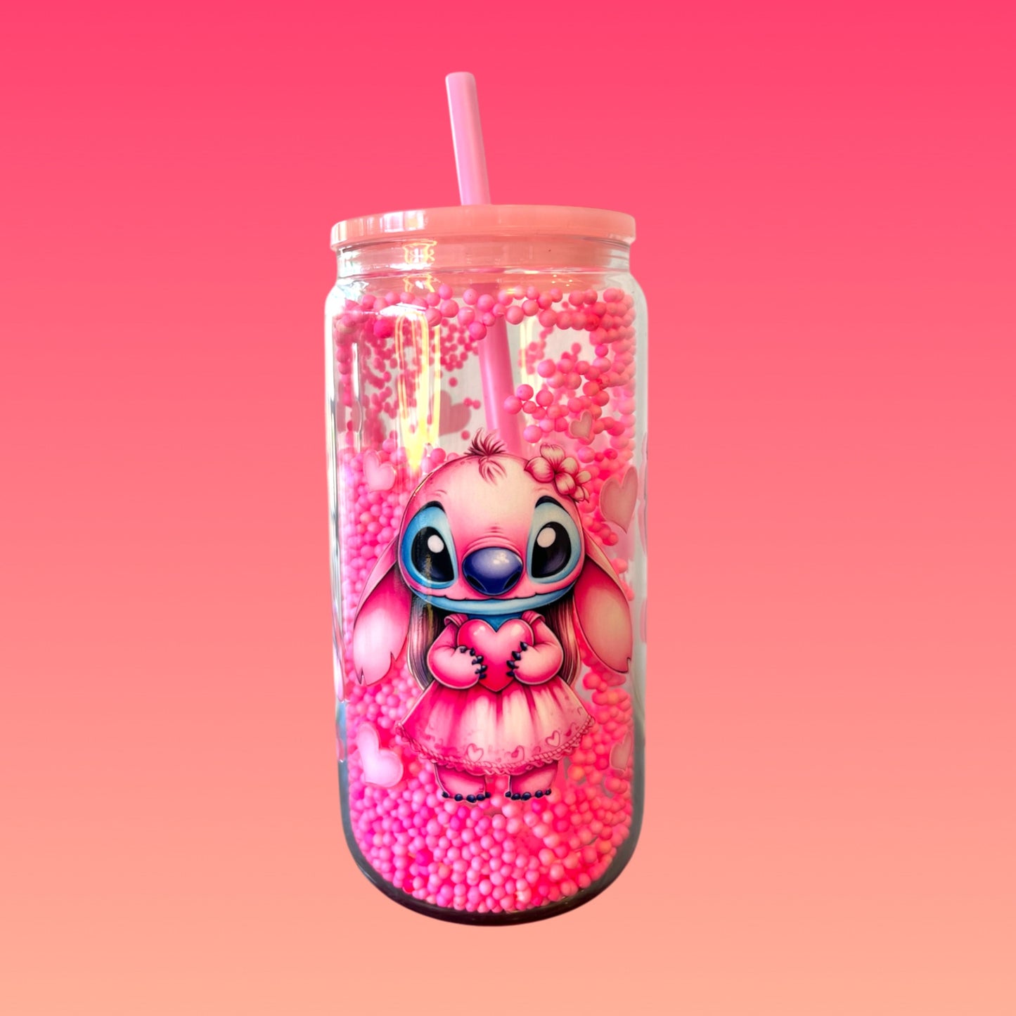 Tazza da 475 ml in Vetro Doppio con Tappo Rosa Chiaro e Cannuccia Inclusa!