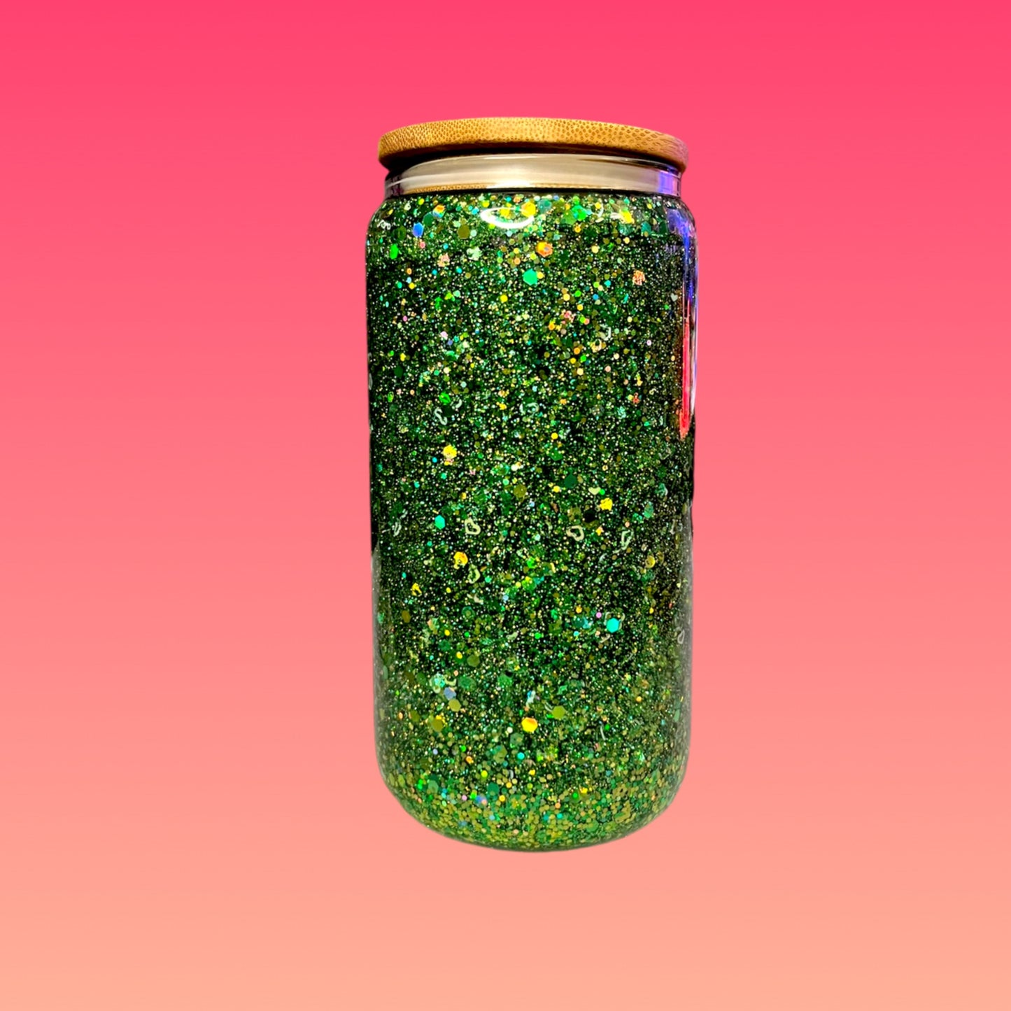 Tazza Glitterata da 475 ml in Vetro Doppio con Tappo in Bambù e Cannuccia Inclusa!