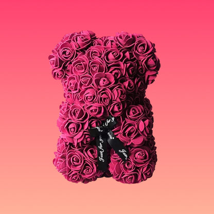 Tazza da 475 ml in Vetro Doppio con Tappo e Cannuccia inclusi e Orsacchiotto di Roselline artificiali