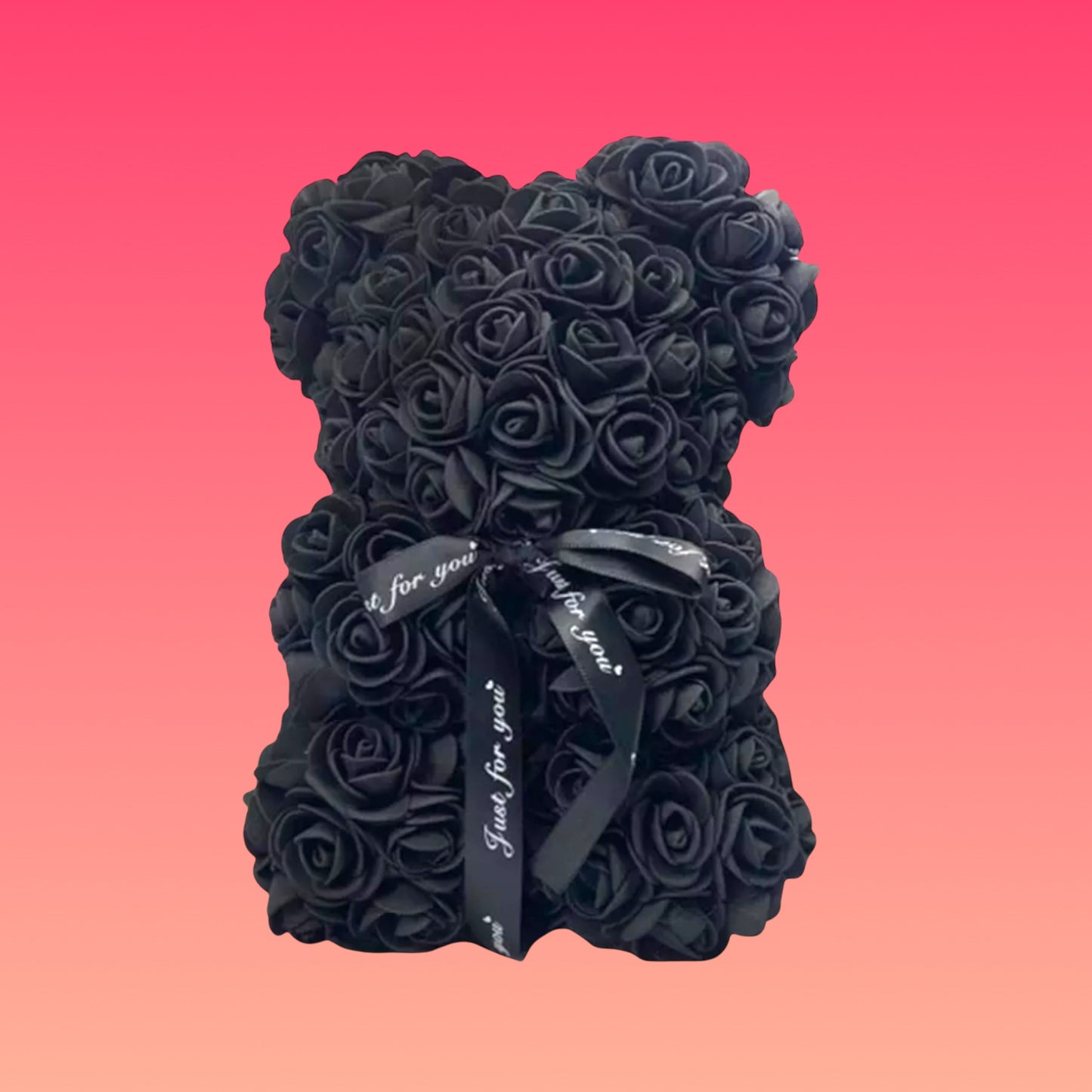 Tazza da 475 ml in Vetro Doppio con Tappo e Cannuccia inclusi e Orsacchiotto di Roselline artificiali