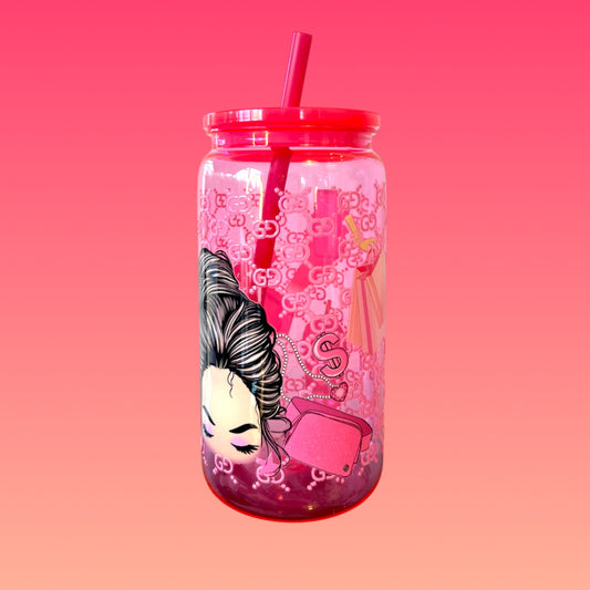 Tazza in Plastica Acrilica da 475 ml senza BPA con Tappo Rosa Scuro e Cannuccia Inclusa!