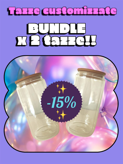 Bundle per 2 o 3 Tazze Glitterate da 475 ml con Tappo in Bambù e Cannuccia Inclusa!