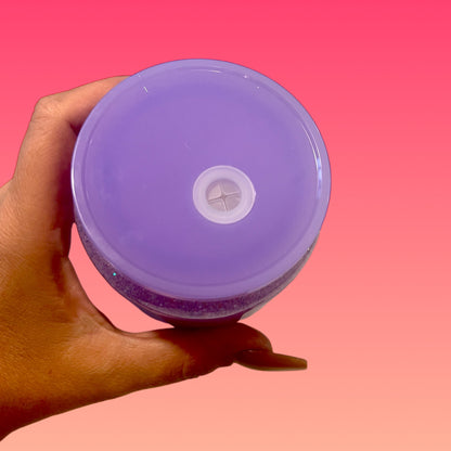 Tazza Glitterata da 475 ml in Vetro Doppio con Tappo in Bambù e Cannuccia Inclusa!